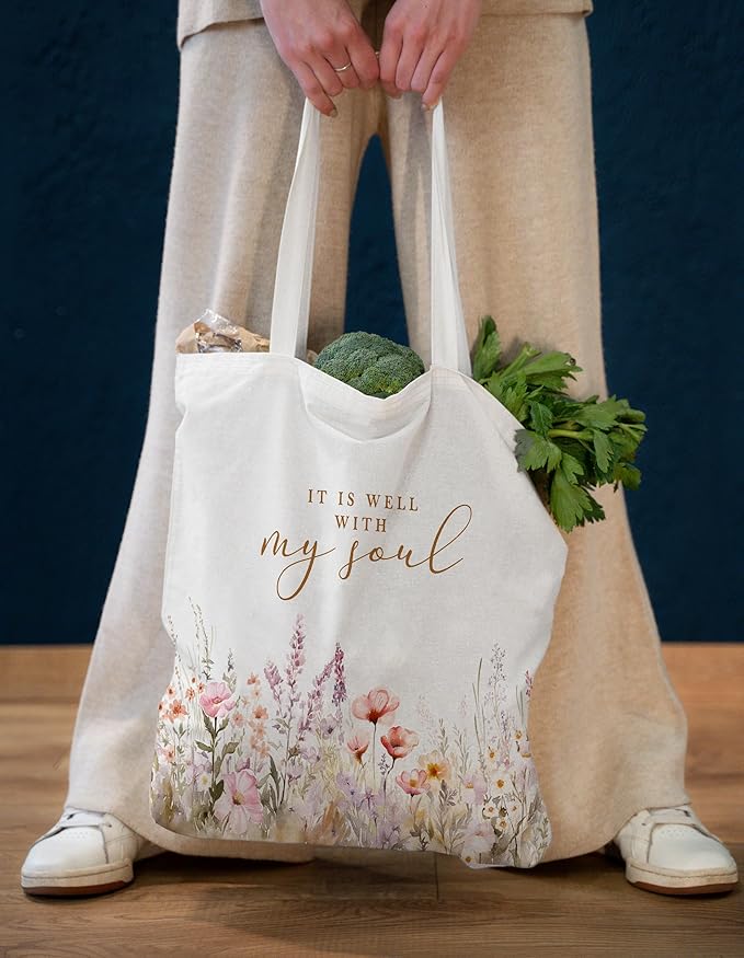 Gifts for Women, Canvas Tote Shopping Reusable Grocery Gift Bags