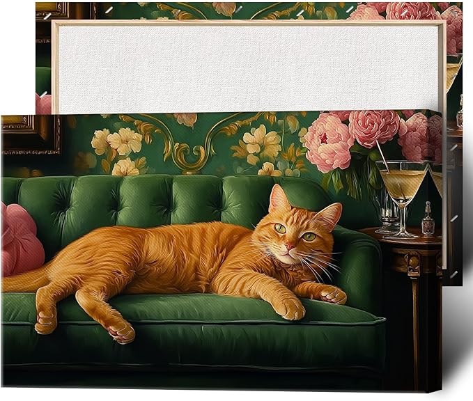 Cute Orange Cat Wrapped Framed Print Poster Pet Art Funny Orange Cat Lover Gift Wall Art Room Decor Aesthetics Ready To Hang 16X24 inch