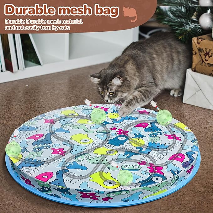 Interactive Cat Toys Ball: Fast Self Rolling Ball in Pouch, Automatic Motion Activated Moving Toys Hide and Seek Game Pet Exercise Kicker Cat Toys for Bored Indoor Kittens Adult Cat