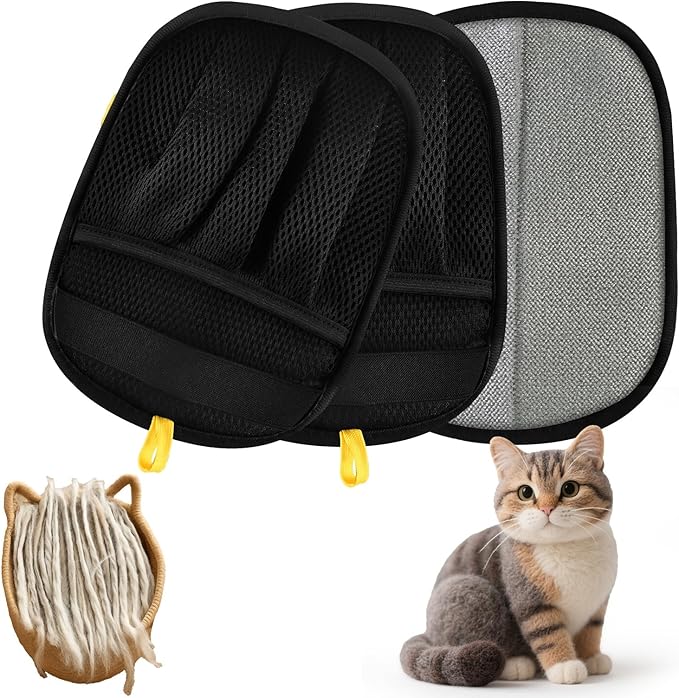 2PCS Pet Hair Removal Glove for Cats & Dogs, Newly Pro Five-Finger Electrostatic Pet Hair Remover Gloves, Reusable & Washable Magic Brush Pet Hair Removal Tool for Couch, Clothing, Carpet, Car Seat