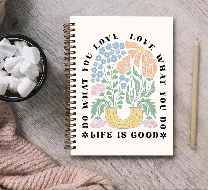KDHTY Boho Floral Teacher Gifts,Teacher Notebook, Teacher Appreciation Gift,Love Appreciation Gift for Teacher,Back to School Gifts,Teacher Life Inspirational Teacher Hardcover Spiral Notebook,5.5x8.3