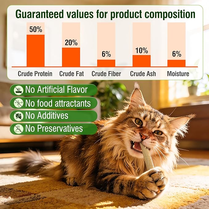 Freezed Dried Cat Teething Sticks, Cat Chew Stick for Dental Care, Salmon Flavour Cats Treats, Feline Teeth Cleaning Snacks