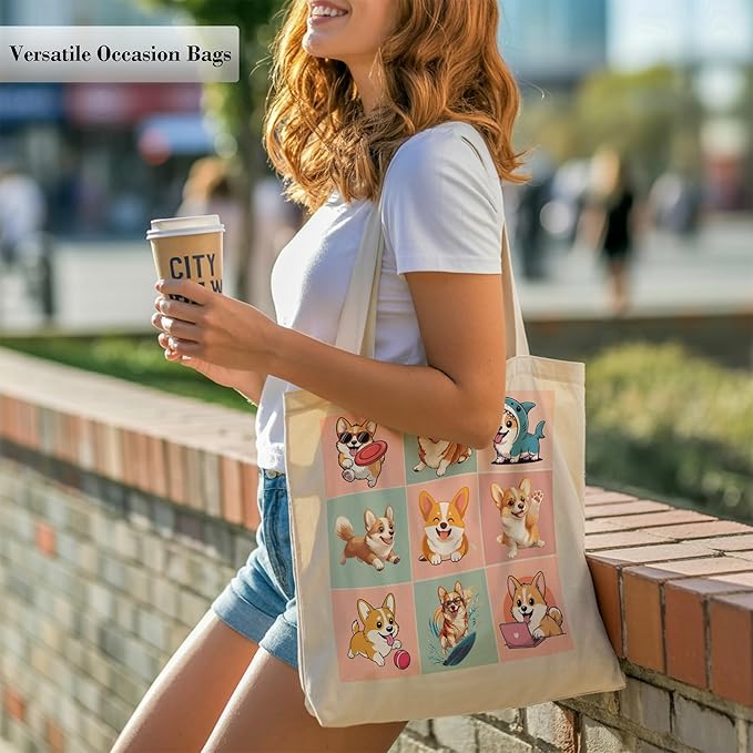 Pets Lover Gifts Tote Bag for Women, Dogs Cats Bee Aesthetic Canvas Bag with Inner Pocket