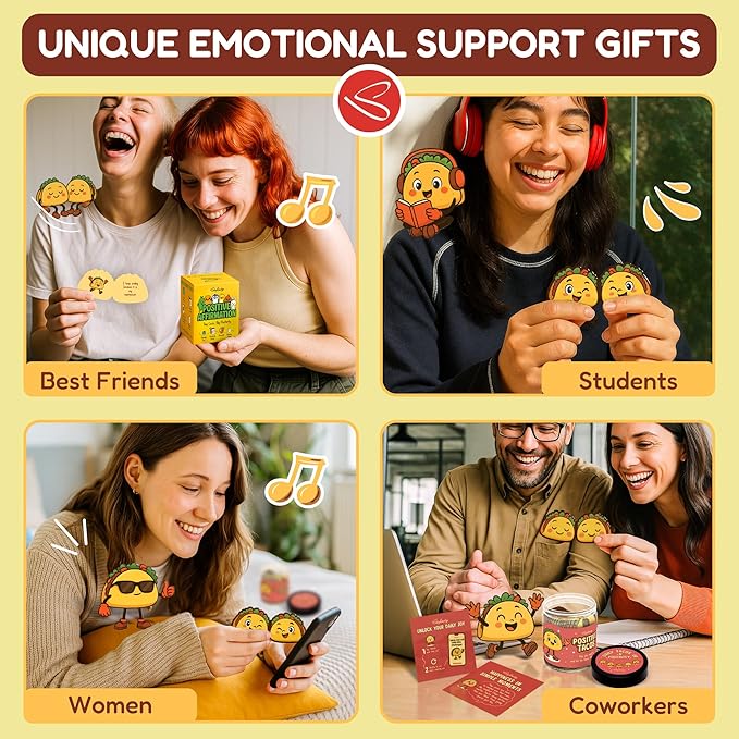Stofinity Positive Taco Gifts For Birthday- Funny Affirmation Cards For Teen Girl Gift Trendy Stuff, Unique Coworker Christmas Gifts For Women Friend, Thanksgiving Basket Gift For Teacher
