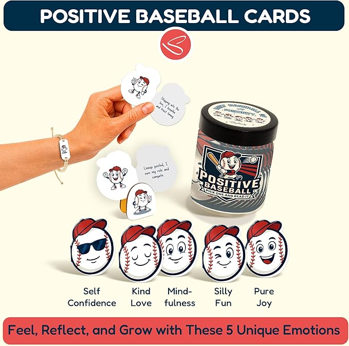 Stofinity Positive Baseball Gifts For Boys - Baseball Easter Basket Stuffers For Teens Boys, Easter Gifts Ideas For Son, Adults, Boyfriend, Daily Affirmation Cards Motivational Gift For Men, Boyfriend