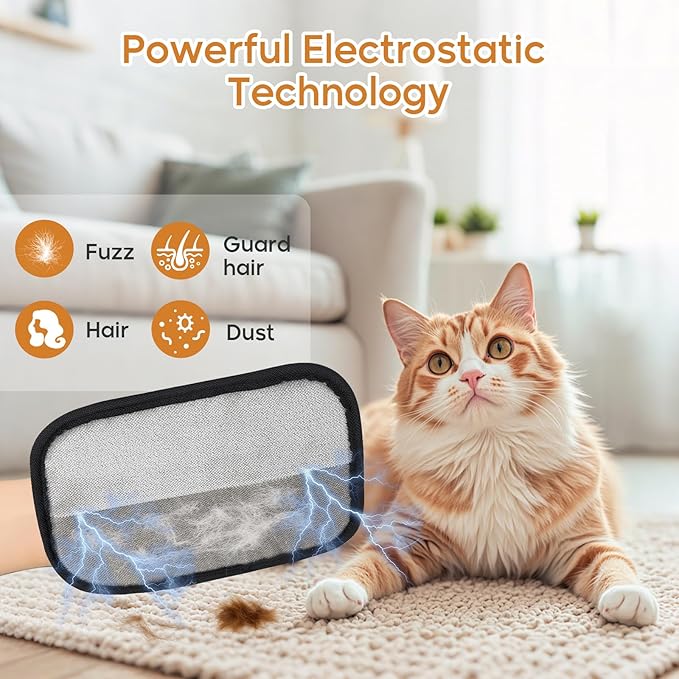 Pet Hair Removal Glove for Cats & Dogs 【2Pcs】, Upgraded Five-Finger Electrostatic Pet Hair Gloves, Reusable Magic Brush Pet Hair Remover Tool for Laundry, Couch, Carpet, Car Seat, Clothing