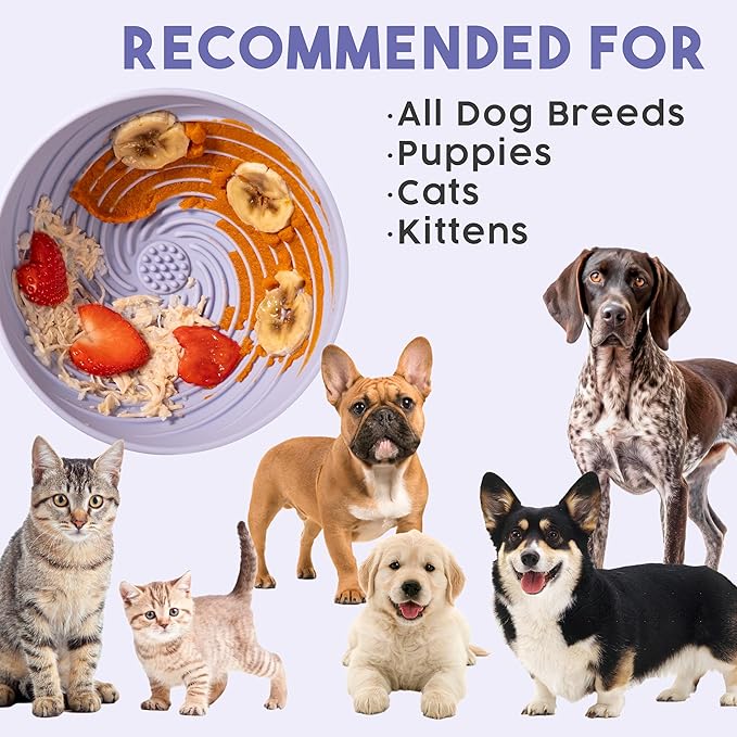 Awoo Wobbowl - Silicone Dog Lick Mat and Slow Feeder Bowl - Dishwasher Safe Pet Dish - Extends Mealtime for Fast Eaters & Reduces Anxiety - for Wet & Dry Food (Sage)