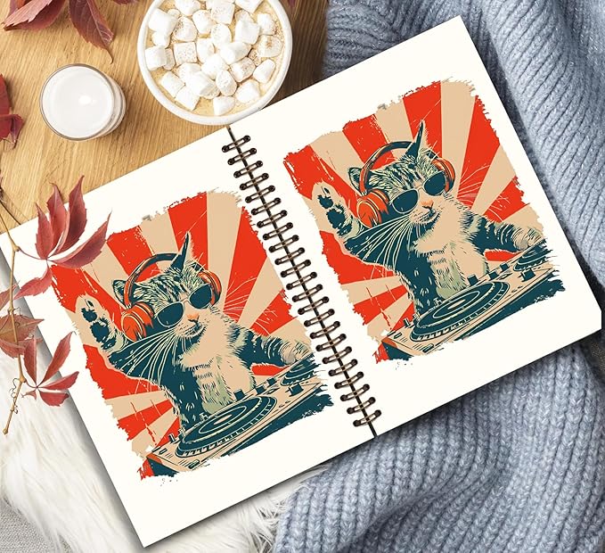 KDHTY Cute Cat Planner Journal Spiral Notebook for Teen Girls,Cat Stationary for Women Girls,Cats Diary School Notebooks for School Aesthetic,Cat Lover Gifts for Women,Hardcover Lined Notebook 5.5 x 8.3