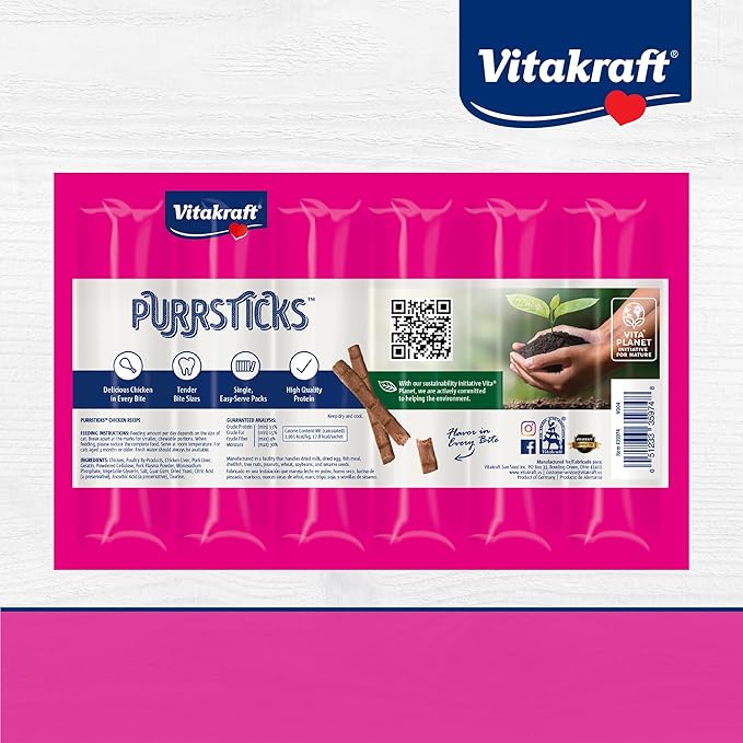 Vitakraft PurrSticks Cat Treat, Chicken Recipe, 24 Count