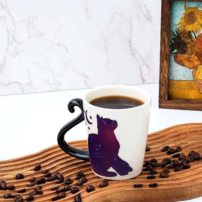 Color Changing Cat Coffee Mug for Cat Lovers - Mom Birthday Gifts for Women - Crazy Kitten Lady Mugs for Animal Lover Mom, Daughter, Sister, Aunt, Wife, Best Friends, BFF, Coworkers, Her - 12oz