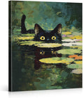 Vintage Cat Pond Wall Art Decor Funny Kitten in Lily Pond Print Picture Cat Lover Gifts Wall Decor for Home Living Room 8x10 Inch Canvas Framed