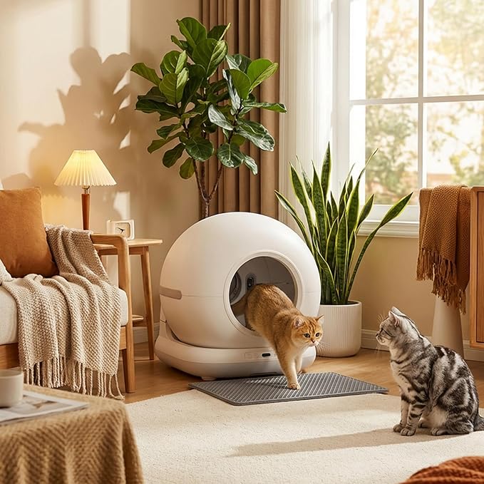 PawHut Automatic Litter Box, Self Cleaning Litter Box for Multiple Cats, 72L Extra Large, App Control, Odor & Noise Control, Safety Sensors, Deodorant Gel, Litter Mat, 1 Roll Garbage Bag
