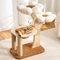 HITTITE Flower Cat Tree with Scratching Post, 36 Inches Cute Cat Tower with Wooden Branch Design, Modern Cat Climbing Tower with Flower Perches and Space Capsule for Indoor Cats Large Adult. White