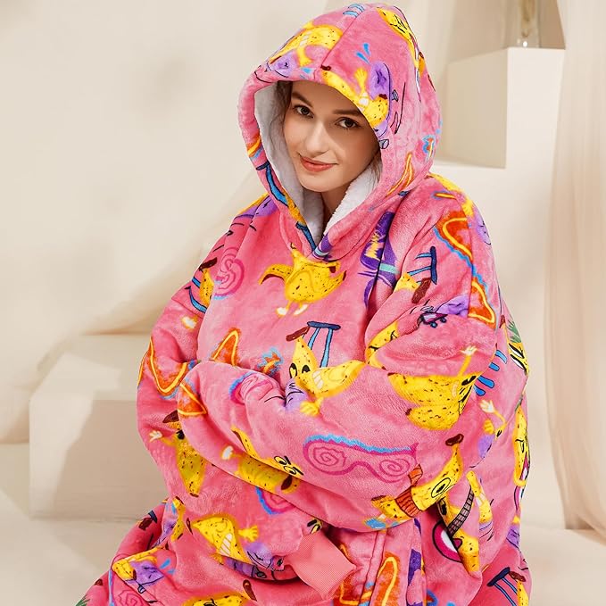 Narecte Cozy Oversized Blanket Hoodie Wearable Blanket Adults Soft Hooded Blanket Hoodie Birthday Gifts for Women Christmas