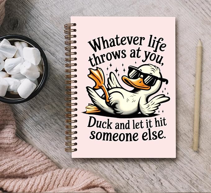 KDHTY Funny Goose Spiral Notebook,Cute Goose Funky Aesthetic Journaling Notebooks Office Supplies,Cute Girls Diary School Notebooks Animal Lover Gifts,5.5 x 8.3