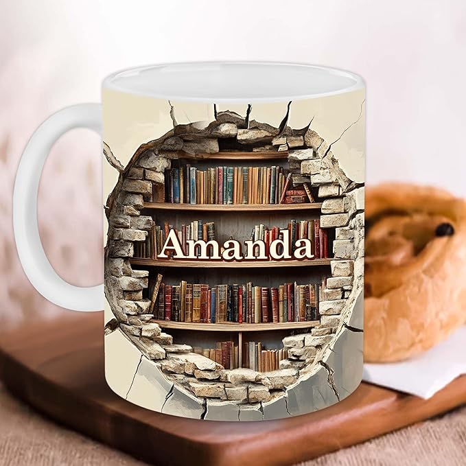 Personalized Book Lover Gifts - Book Lovers Gift For Bookworm, Readers, Librarians, Bookish - Books Are Treasured Wealth Mug Custom Avatar - Bookish Gift For Friends, Women, Her