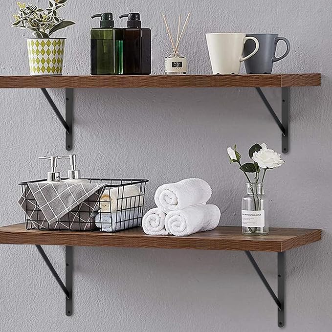 20 Pack L18 x H 12" Black Heavy Duty Shelf Brackets with Screws Metal Shelf Brackets Shelf Support Angle Brackets for Shelves L Brackets Heavy Duty Floating Shelf