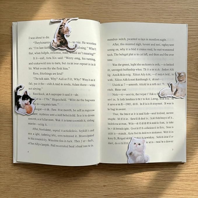 Cats Magnetic Bookmarks Gifts - 15 Pcs Cute Funny Bookmark for Women Kids Cat Lovers Students Bookworms Birthday Graduation Gift Animals Magnet Page Clips School Office Reading Accessories