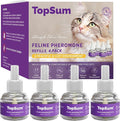 TopSum Cat Calming Pheromone Diffuser: Feline Pheromones Plug in for Stress, Along At Home, Spraying, Fighting, Scratching, Aggression & Excessive Meowing (Purple– 4 Refills Original)