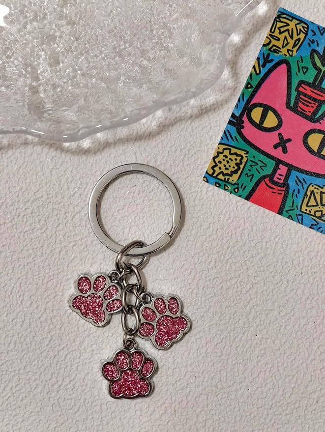 Aesthetic Metal Claw Keychain Cute Key Rings Charms for Women Kawaii Dog Cat Pet Gifts for Bag Backpack Car Keys