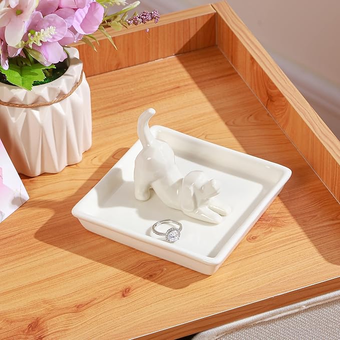 PUDDING CABIN Dog Mom Gifts for Women, Dog Ring Holder Dish Jewelry Holder, Dogs Lover Gift for Women Friends Female Mom Grandma Aunt as Mothers Day Birthday Wedding Christmas Gift