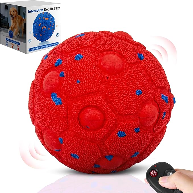 Newget Interactive Dog Toy Ball with Remote, 3 Modes Smart Moving Dog Balls with Touch Wake-Up, Automatic Bouncing/Rolling Chew-Resistant for Medium & Large Dogs to Keep Busy, Indoor/Outdoor