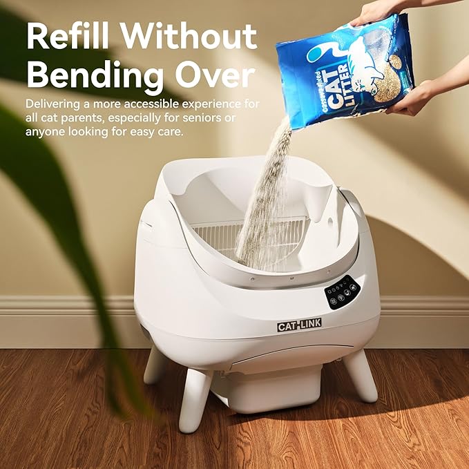 CATLINK Self Cleaning Cat Litter Box Open-X, 5G & 2.4G WiFi, Safe Anti-Pinch Automatic Litter Box Open Top, AI Waste Analysis Health Monitor, App, Odor Free - Grey/Large (Multi-Cat Household)