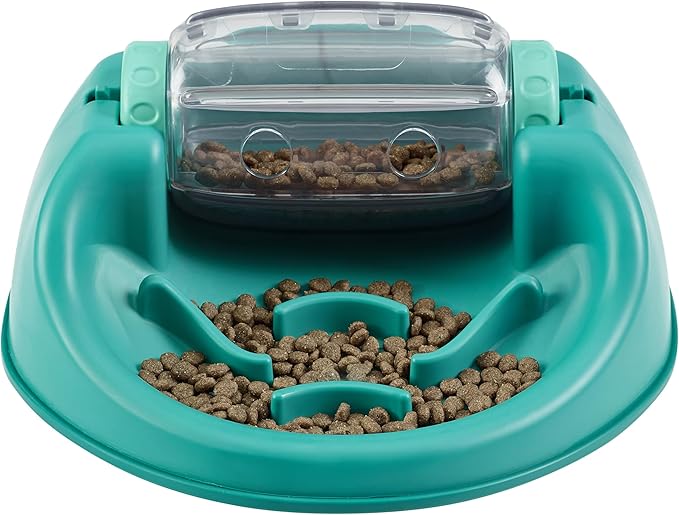 Outward Hound by Nina Ottosson Spin N' Eat Dog Puzzle and Slow Feeder, Level 2 Intermediate Enrichment Toy, Green