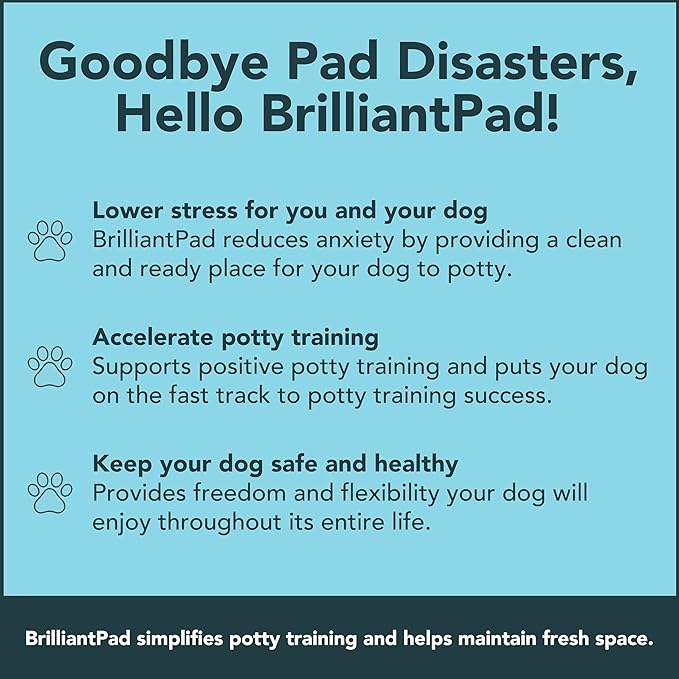 BrilliantPad Indoor Dog Potty for Small Pets, Basic | Automatic Self Cleaning with Odor Control, Puppy Training Alternative to Grass Turf, Mess Free | Includes 1 Disposable Absorbent Pee Pad Roll