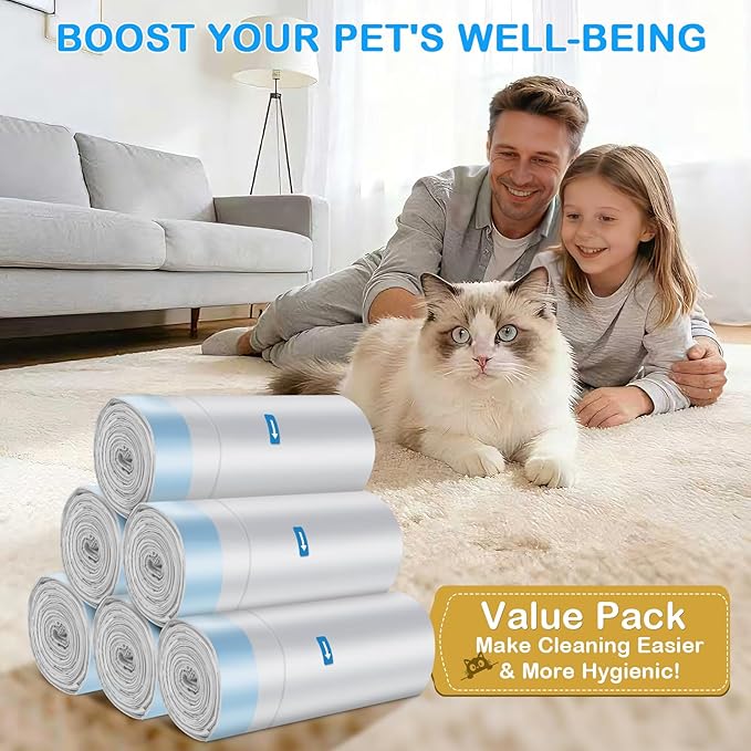 150 Count Cat Litter Box Bags Compatible with Petpi Autoscoper 11 & NeakM1 Open-Top Self-Cleaning Cat Litter Boxes, Leak-Proof Drawstring Heavy Duty Cat Litter Bags, 27" x 13"