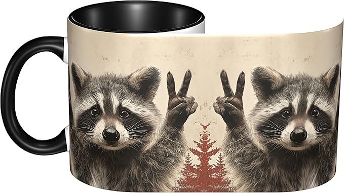 FyLybois Raccoon Coffee Mug Ceramic Coffee Cup with Handle Microwave Safe for Home or Office Gifts for Women and Men