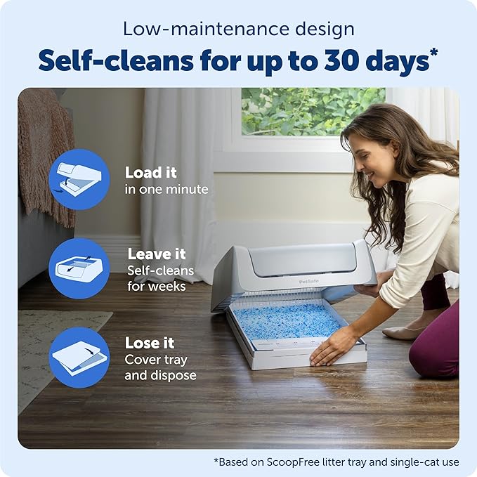 PetSafe ScoopFree Crystal Pro Legacy Self-Cleaning Automatic Litter Box - Top-Entry Motion-Sensing Cat Box with Integrated Health Counter - Includes 1 Disposable Crystal Litter Tray