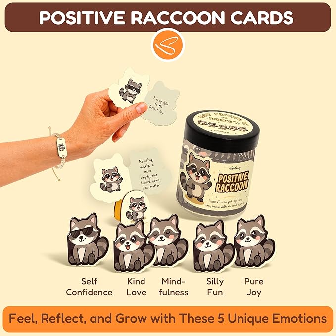 Stofinity Cute Raccoon Gifts For Women - Emotional Support Raccoon Affirmation Cards For Birthday, Christmas, Back To School Gift For Students, College Care Package For Teen Girl Gifts Trendy Stuff