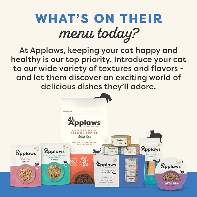 Applaws Natural Cat Treats, Grain-Free, Single Ingredient, Whole Protein Fillet, Healthy Snacks with No Artificial Additives (12 x 1.06oz Whole Tilapia Loin)