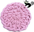 Cat Self-Warming Knitted Bed Mat, Extra-Soft Warm Round Washable Pads Cushions for Indoor Kittens & Kitty Small Pets Cat Trees (Pink,X-Large)
