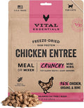 Vital Essentials Freeze Dried Cat Food, Raw Chicken Crunchy Mini Nibs | Complete Meal or Topper | 96% Chicken, Organs & Bone | Limited Ingredient, High Protein, Grain Free Dry Cat Food | 8 oz Bag