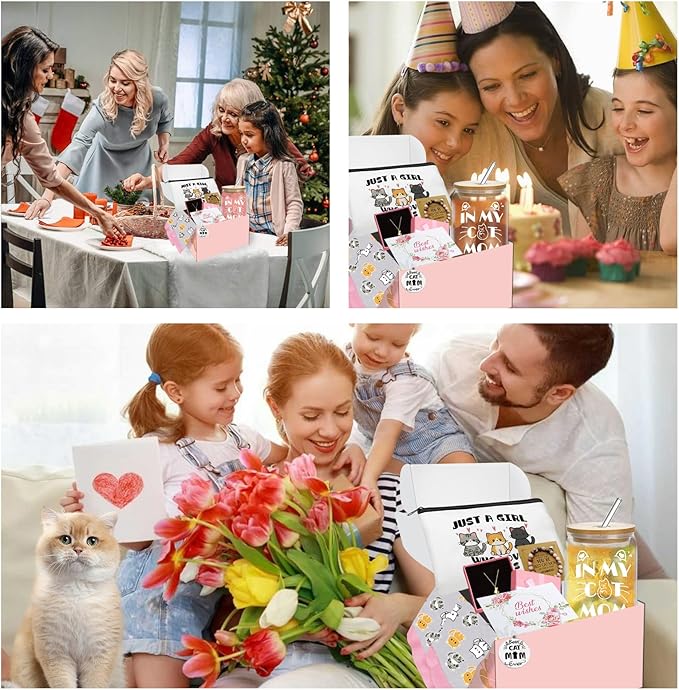 Cat Lover Gifts for Women, Cats Mom Gifts for Mothers Day Birthday Christmas, Cat Gift for Women Crazy Cats Lady Essentials(White)