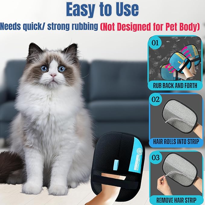 The Magic Brush Pet Hair Remover Glove for Dogs & Cats – Upgraded 2025 Reusable Pet Hair Remover Electrostatic Grooming Mitt | Magic Pet Hair Remover Glove for Clothing, Couch