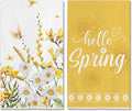 Hexagram Spring Kitchen Towels Sets of 2,Yellow Flower Hand Towels for Bathroom 18x28 Inch, Spring Farmhouse Home Decorations