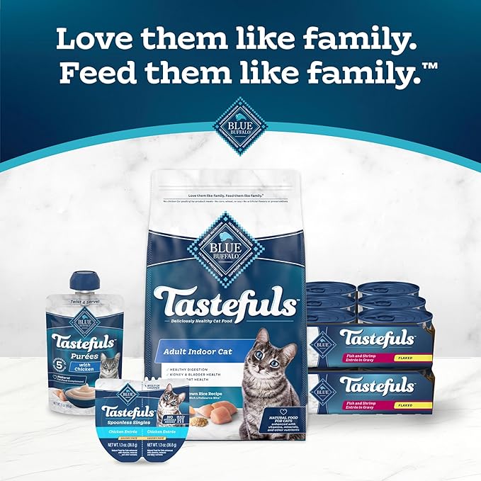 Blue Buffalo Tastefuls Flaked Wet Cat Food, Made with Natural Ingredients, Fish & Shrimp, 3-oz Cans (24 Count)
