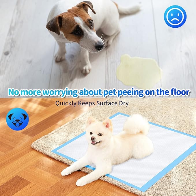 Upgrade Leak-Proof Pet Training and Puppy Pads, Jumbo Pee Pads for Dogs with Thicken Polymer Heavy Absorbency, Quick Dry Disposable Pee Pads for Cats Dogs