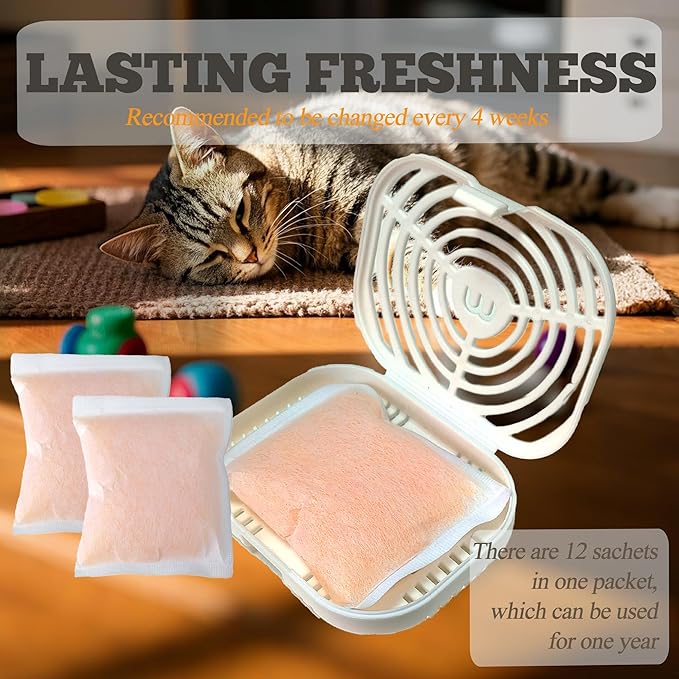 Cat Litter Box Deodorizer Compatible with Whisker OdorTrap Pod, Odor Filters for Litter-Robot and Traditional Litter Boxes, Pet Odor Eliminator