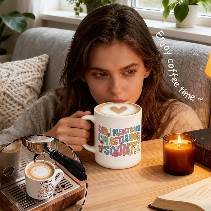 Teacher Retirement Gifts Mug, Retirement Gift for Woman Teacher Coffee Cup, Groovy Preppy Did I Mention I'm Retiring Soon Ceramic Coffee Mug 11 oz