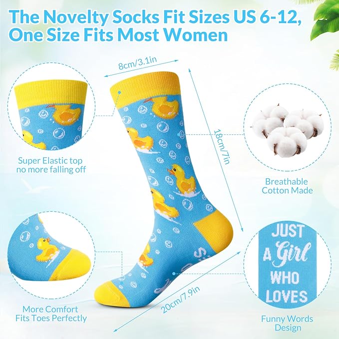 Funnymoom 2 Pack Cute Duck Gifts Set Skinny Tumbler 20 oz Travel Coffee Mug Novelty Cute Animals Socks, Christmas Birthday Party Gifts for Duck Theme