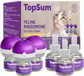 TopSum Cat Calming Pheromone Diffuser: Feline Pheromones Plug in for Stress, Along At Home, Spraying, Fighting, Scratching, Aggression & Excessive Meowing (Purple– 3 Diffusers + 3 Refills)