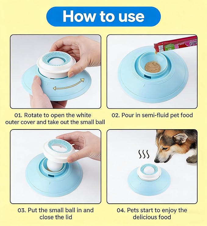 Dog Lick Sphere – Slow Feeder Lick Toy for Dogs & Cats, Interactive Licking Ball for Liquid Food, Non-Slip Enrichment Toy to Keep Dogs Busy, Anxiety Relief, Easy to Clean (White)
