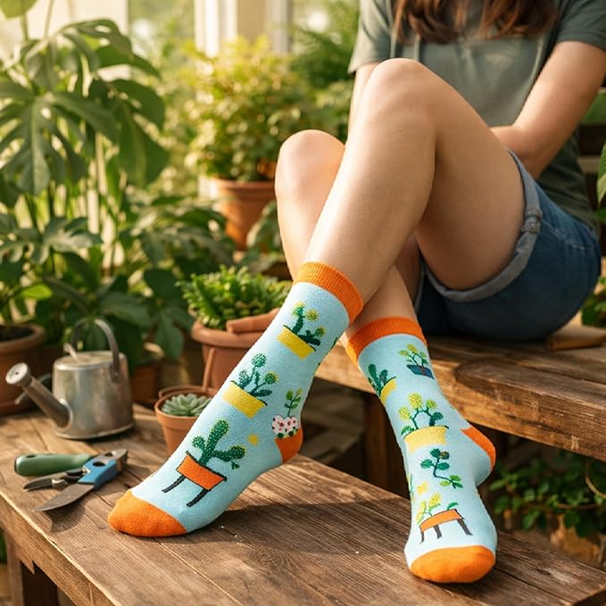 Jeasona Womens Funny Socks Plant Cat Nurse Gifts for Women Mom