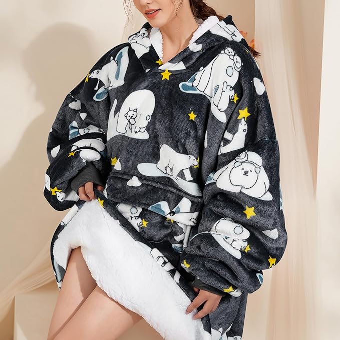 Narecte Cozy Oversized Blanket Hoodie Wearable Blanket Adults Soft Hooded Blanket Hoodie Birthday Gifts for Women Christmas