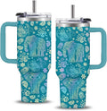 Elephant Tumbler 40oz, Travel Insulated Stainless Steel Tumbler Keeps Drinks Cold & Hot, Double Wall Vacuum, Elephants Gifts for Women Girls Coffee Travel Mug Cup Gift for Birthday Christmas