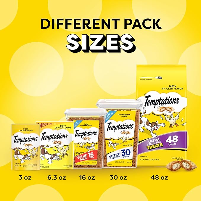 Temptations Cat Treats Classic Crunchy and Soft Cat Treats, Tasty Chicken Flavor, 30 oz. Tub